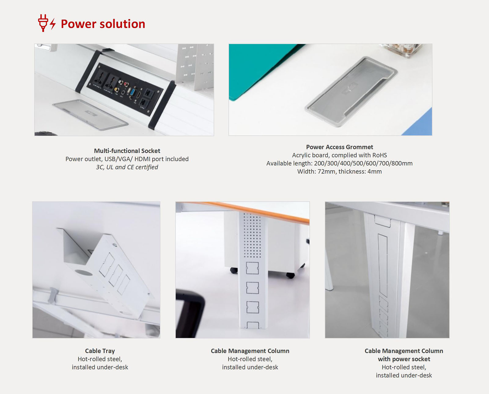 Power options EN - NOVA workstation with under-desk storage